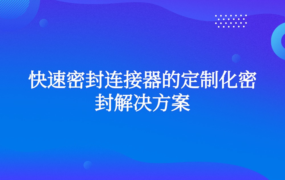 快速密封连接器的定制化密封解决方案