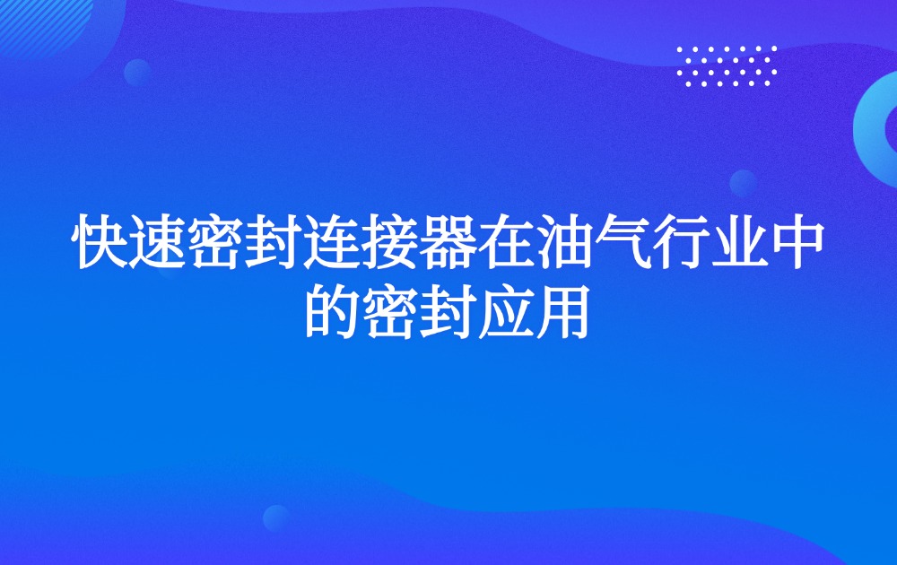 快速密封连接器在油气行业中的密封应用