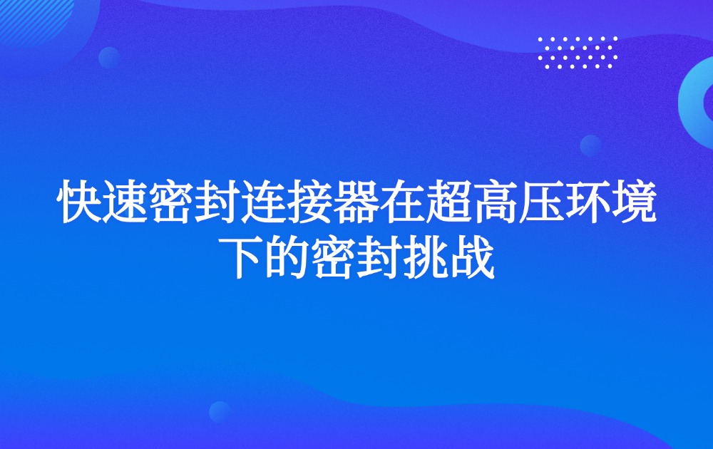 快速密封连接器在超高压环境下的密封挑战