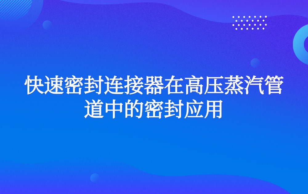 快速密封连接器在高压蒸汽管道中的密封应用